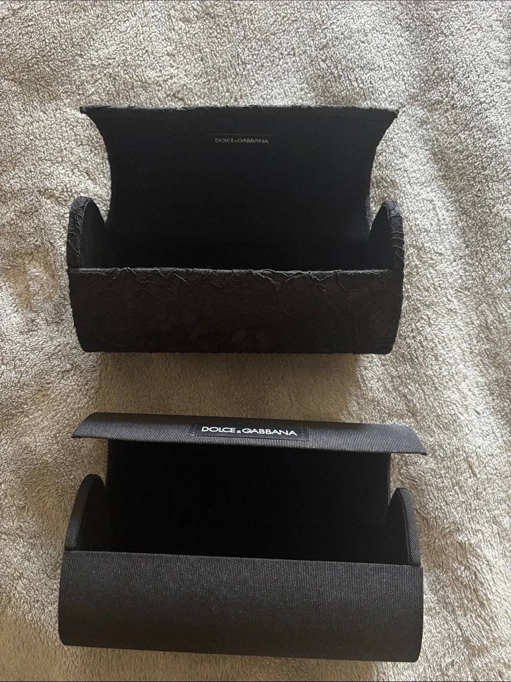 Dolce & Gabbana Black Women's Glasses Case Set - Lace and Satin Finish